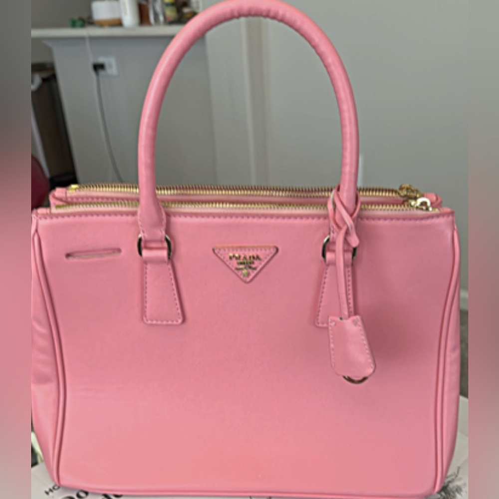 Prada Pink Gold Satchel with Structured Design